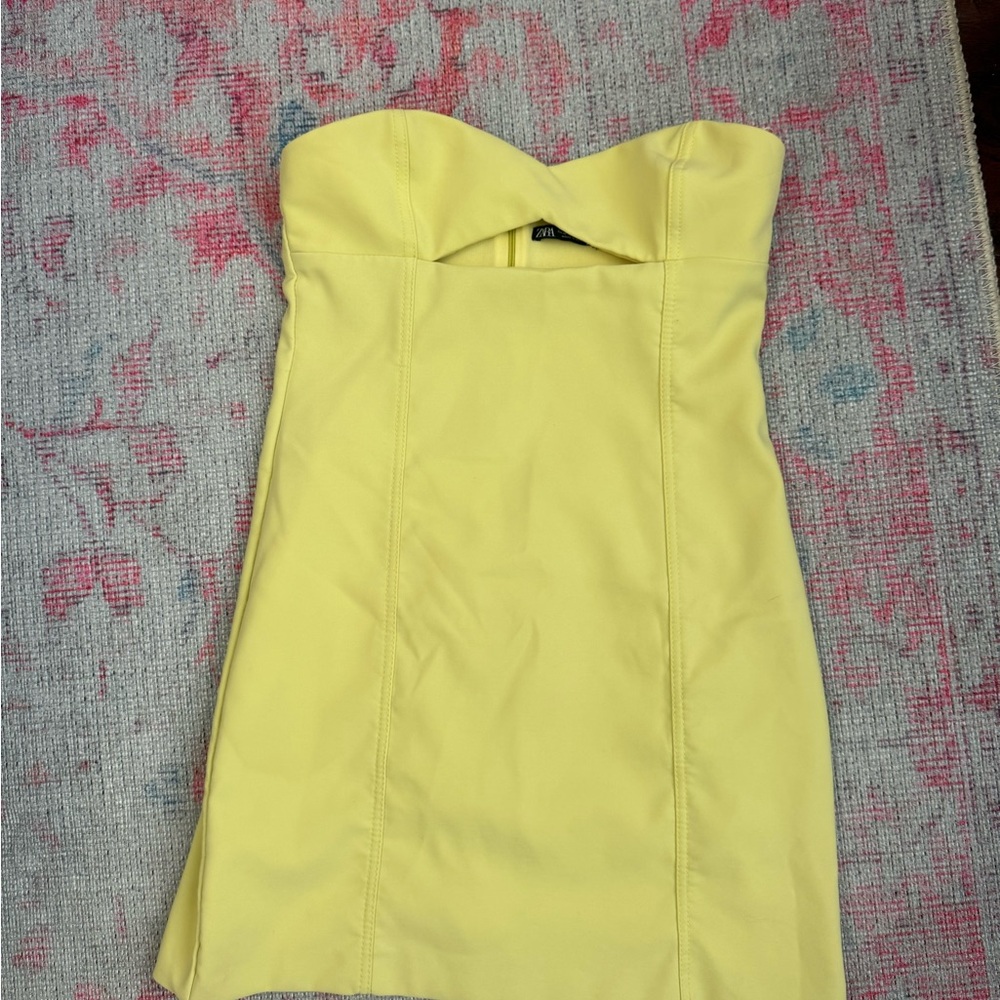Zara - Strapless Yellow Mini Dress